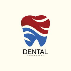 Dental USA  logo design with flag  concept
