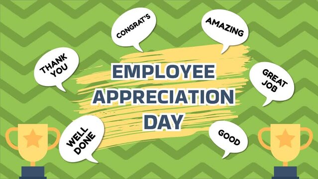 employee appreciation day text animation. 4k video greeting card suitable for employee appreciation day celebration.