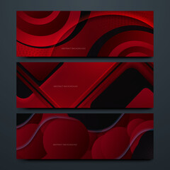 Vector Illustration of Dramatic Dark Red and Black Banner Background - Ideal for Promotions and Advertising
