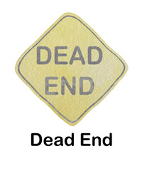 Watercolor road sign. Traffic sign illustration. Illustration of yellow rhomb shape warning sign Dead End.