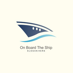 Ocean ship sign concept. sea boat illustration. vector logo template