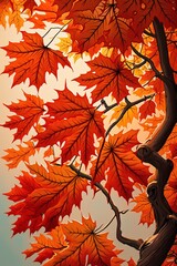 Close up maple leaves foliage on the tree generative ai