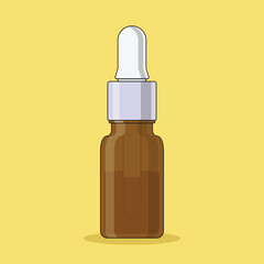 Serum Bottle Flat Vector Illustration Icon On Green Background for web, landing page, sticker, banner, card, clip-art