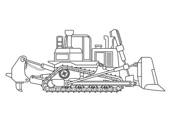 Hand drawn Vector illustration color children construction large bulldozer clipart