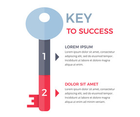 Two steps to success - infographic template with key divided on two segments with place for your text