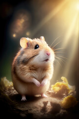 funny hamster in a blured background