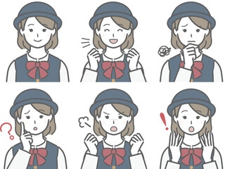 若い女性バスガイドの色々な表情