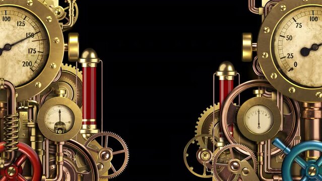 Instruments with indicators and steampunk details