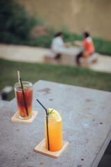 Orange juice & Milk coffee