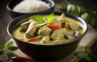 Chicken Green Curry, thai food. Generative AI