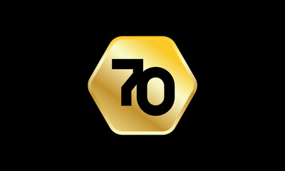 Number Gold Hexagon Elegant Business Logo