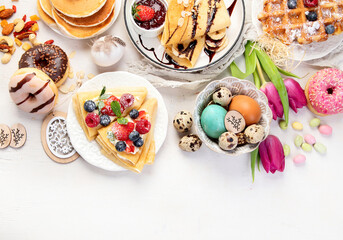 Fototapeta na wymiar Easter sweet dessert table.