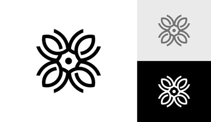 Elegant flower ornament logo design vector