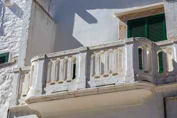 Balcony of house in small italian city