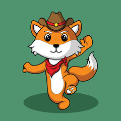 artwork illustration and t shirt design cute fox cowboy for sticker