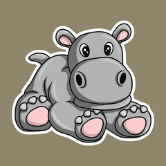 artwork illustration and t shirt design cute hippopotamus for sticker