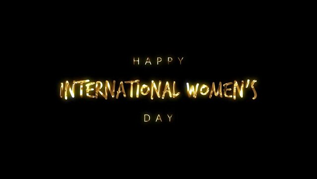 International womens day text animation with golden texture