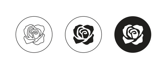 rose flower, Valentines Day, international women's or mother's day, beauty cosmetic salon, luxury beauty, floral icon symbol logo illustration,editable stroke, flat design style isolated on white