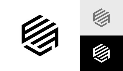 Fototapeta na wymiar Letter ELF initial hexagon monogram logo design vector