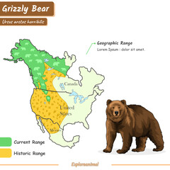 geographic range of grizzly bears