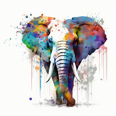 Illustration of  Elephant with Infinite Colors, AI Generated Vector illustration on white background