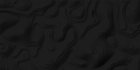 Black paper cut background. Abstract realistic papercut decoration textured with wavy layers