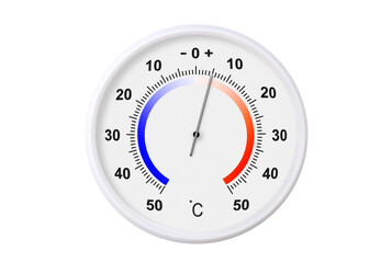 Celsius scale thermometer isolated on transparent background. PNG file. Ambient temperature plus 5 degrees - obrazy, fototapety, plakaty