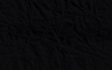 Fototapeta premium Crumpled black paper surface, abstract background. Black wrinkle recycle paper background
