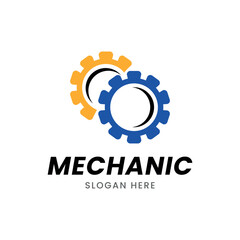 gear and wrench mechanic logo icon vector
