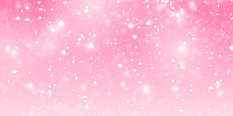 Soft pink winter vector abstract background with falling snow splash texture. Gradient fill. Hand drawn snowfall texture. 