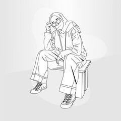 Hijab Style character Muslim And Illustration