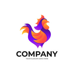 Chicken, rooster animal simple logo icon vector image