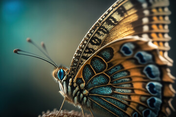 A close-up selective focus shot of a butterfly. Generative AI