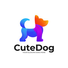 Illustration colorful Dog with gradient style