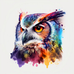 Illustration of Owl with Infinite Colors, AI Generated Vector illustration on white background