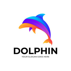 Illustration colorful dolphin with gradient style free vector
