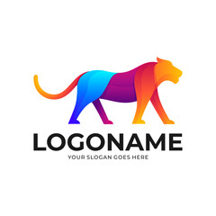 Simple vector gradient Tiger, cougar logo icon illustration