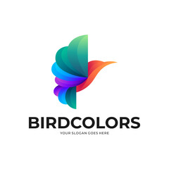Vector logo icon illustration Hummingbirds gradient colorful style