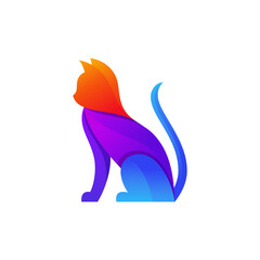 Vector logo icon ilustration cat gradient colorful style