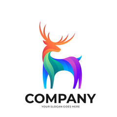 Vector logo icon ilustration Deer gradient colorful style