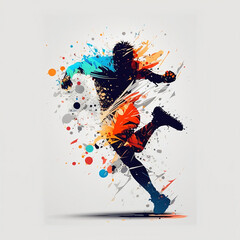 Illustration of Football Player with Infinite Colors, AI Generated Vector illustration on white background