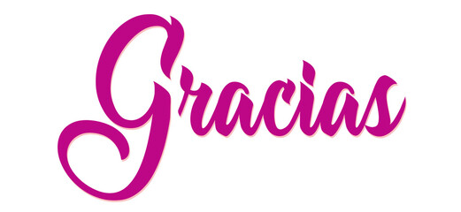 Gracias - thank you written in spanish - word  pink color - picture, poster, placard, banner, postcard, card.  png