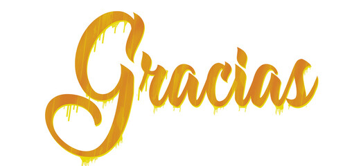 Gracias - thank you written in spanish - golf yellow color - picture, poster, placard, banner, postcard, card.  png

 - obrazy, fototapety, plakaty