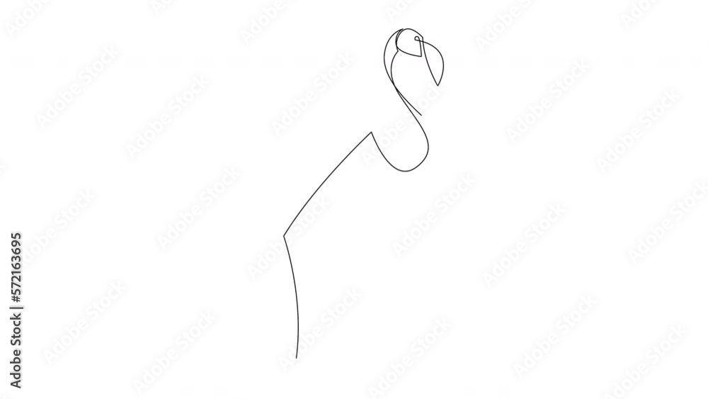 Aufkleber continuous one line drawing animation of flamingo bird. flamingo one line drawing. continuous single