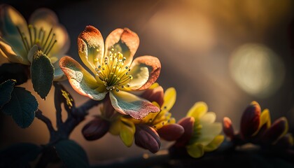 Renewal and Growth: A Close-Up of a Vibrant and Colorful Spring Flower Illuminated by Sunlight