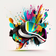 Illustration of VR Headset with Infinite Colors, AI Generated Vector illustration on white background