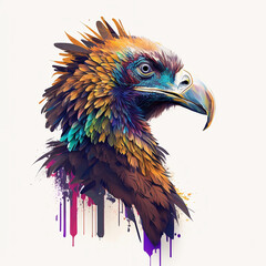 Illustration of Vulture with Infinite Colors, AI Generated Vector illustration on white background