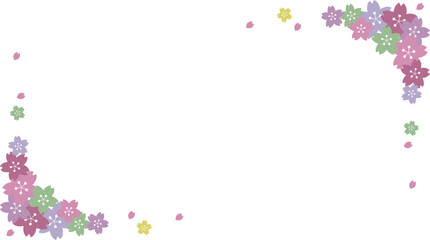 Obraz na płótnie Canvas カラフルパステルカラーの桜の花フレーム