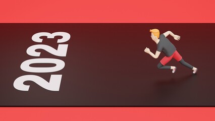 3D Man Run Athelete Forward Change Exercise Track Healthy Happy Challenge Action