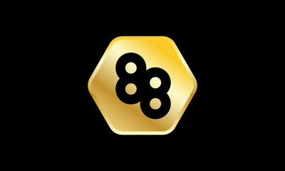 Number Gold Hexagon Elegant Business Logo
